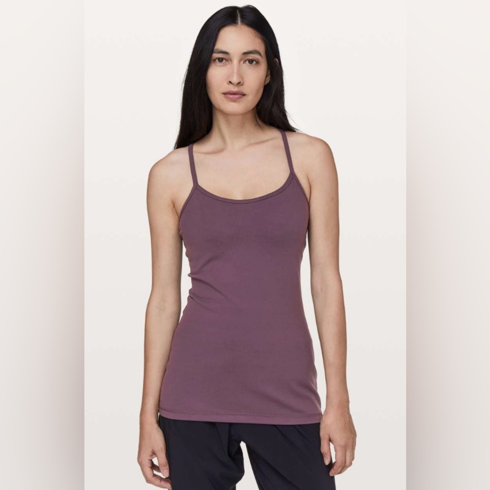 Lululemon Power Y Tank Top Plum Color Removable Pads Size 4